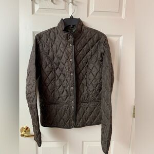 Eddie Bauer brown quilted down jacket.